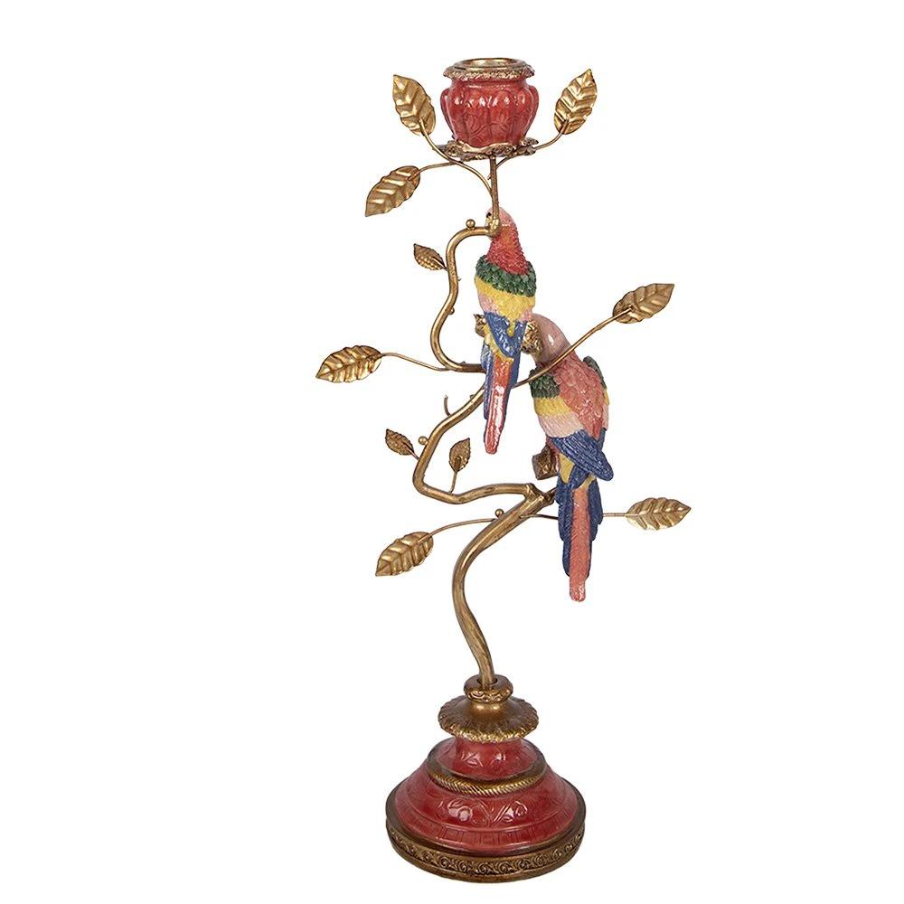 Candlestick 16x9x33 cm Gold-colored plastic by Clayre & Eef.