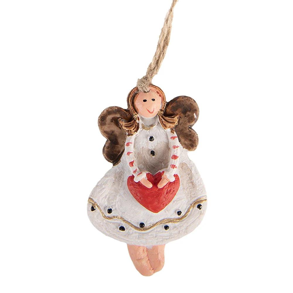 Kersthanger Engel 7x1x7 cm Wit Kunststof by Clayre & Eef.