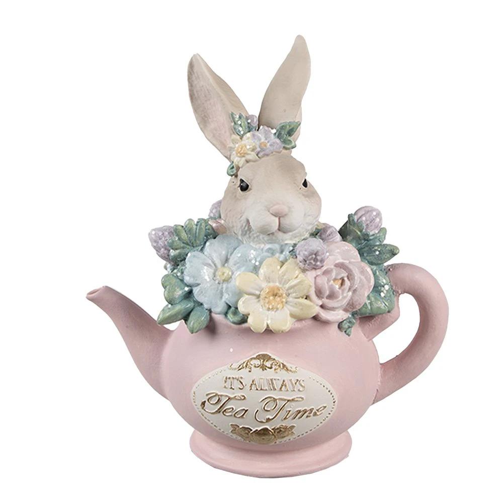 Dekorationsbild Hase 12x8x14 cm beige rosa Kunststoff von Clayre & Eef.