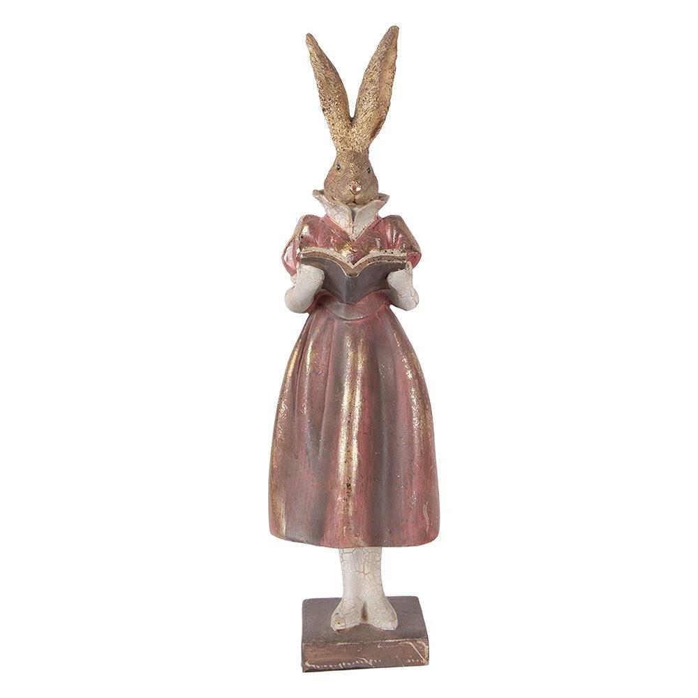 Decoration Statue Rabbit 13x12x47 cm Gold-colored Plastic by Clayre & Eef.