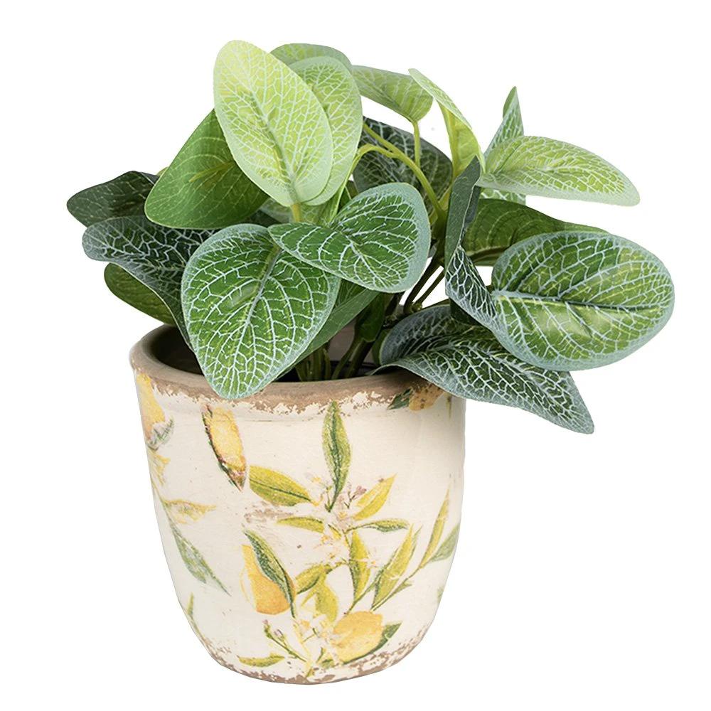 Blumentopf Ø 14x13 cm Gelb Keramik-Zitronen-Blumentopf für den Innenbereich von Clayre & Eef.