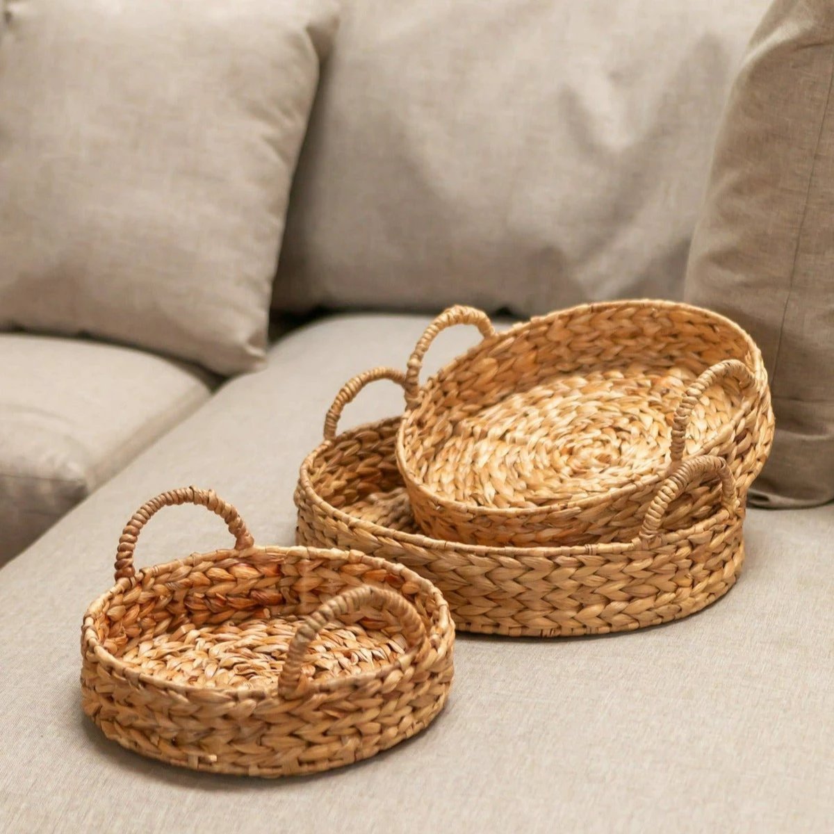 Decorative Tray MATAHARI made of Water Hyacinth (3 sizes) by Soeji