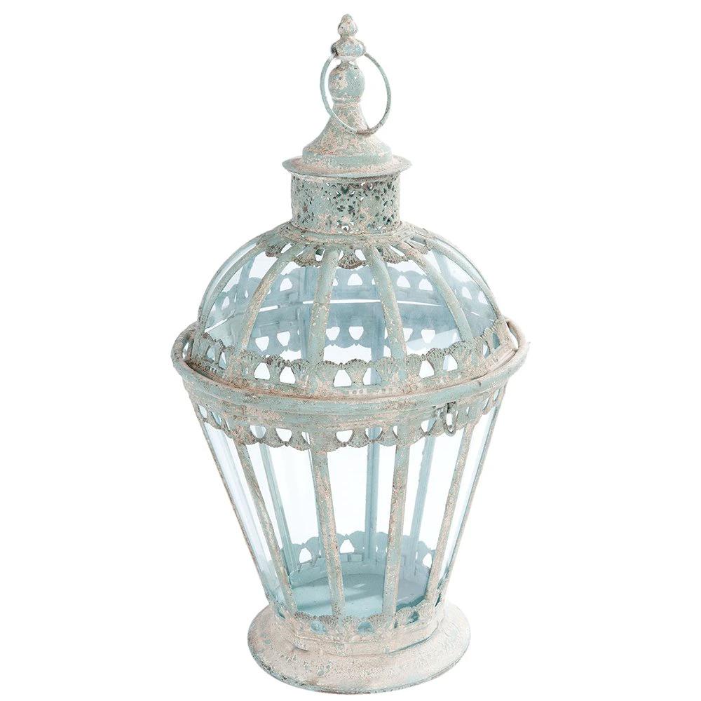 Lantern Ø 29x55 cm white iron candle holder by Clayre & Eef.