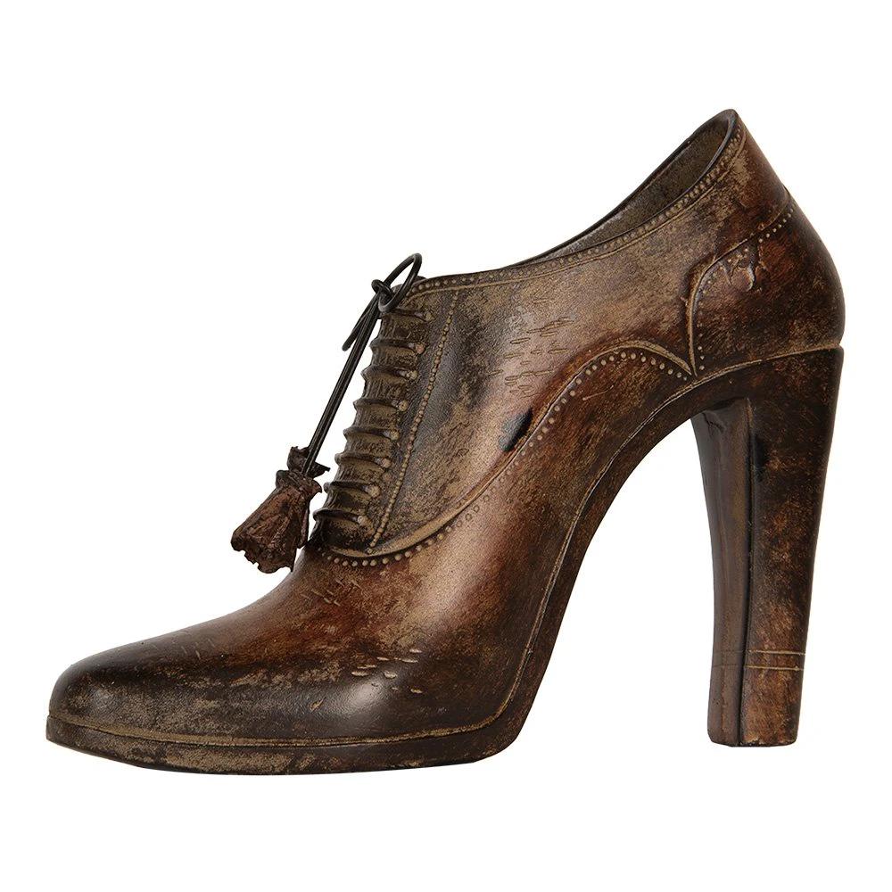 Decoration image shoe 21x7x17 cm brown plastic by Clayre & Eef.