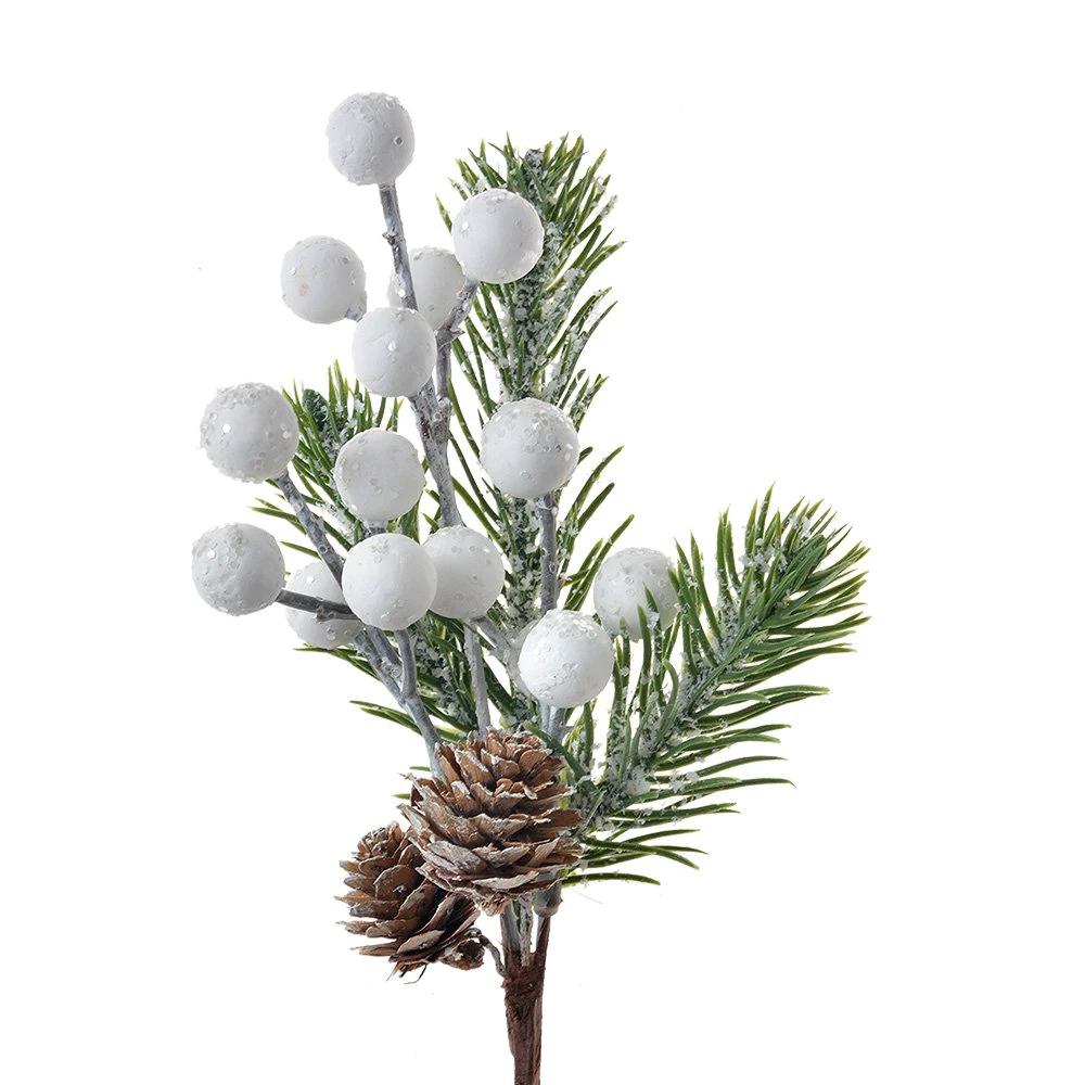 Decoration Branch 22 cm White Green Plastic Christmas Decoration by Clayre & Eef.