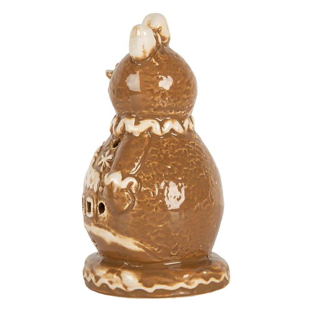 Christmas decoration Snowman 9x7x13 cm Brown Ceramic by Clayre & Eef.