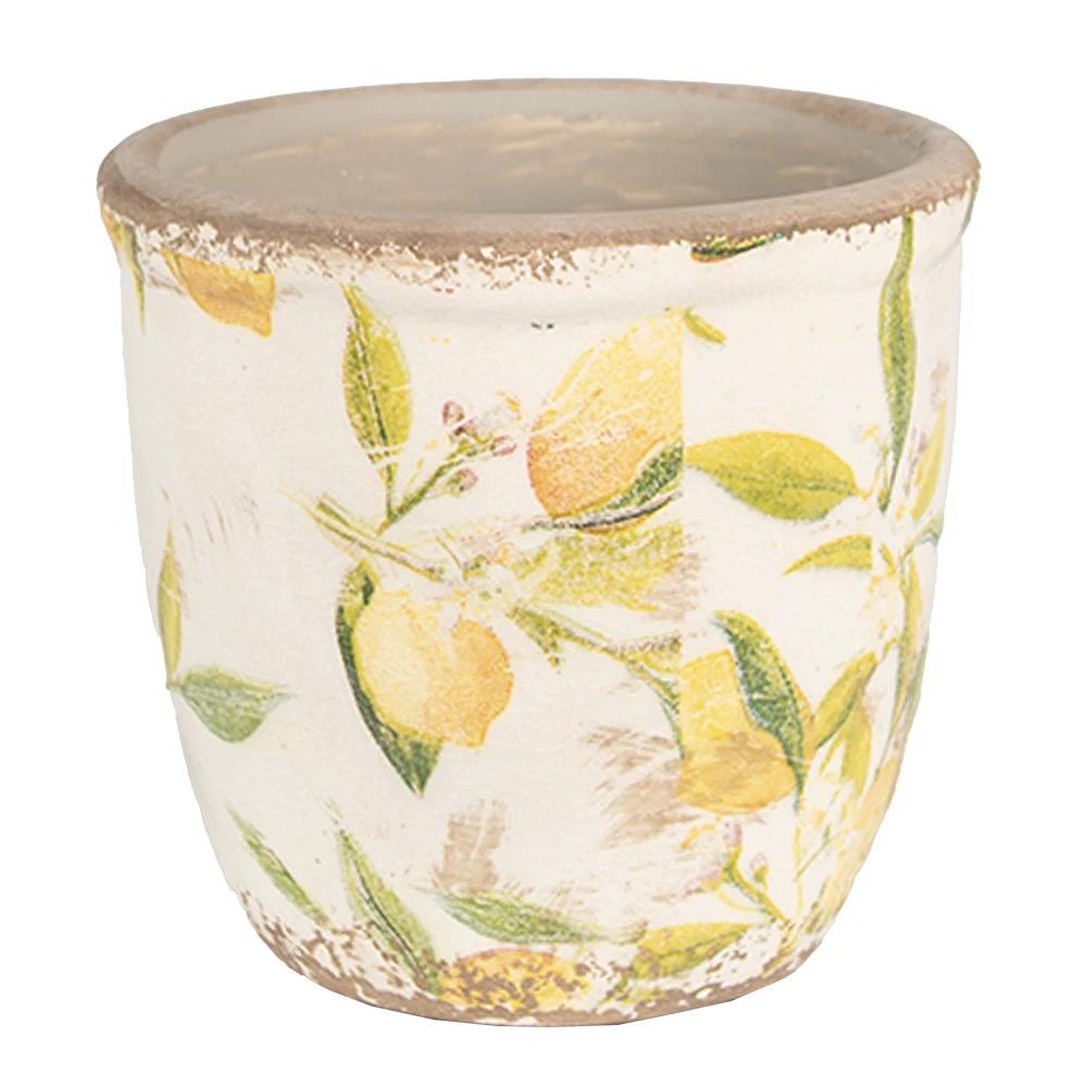 Flowerpot Ø 14x13 cm Yellow Ceramic Lemon Flowerpot Indoor by Clayre & Eef.