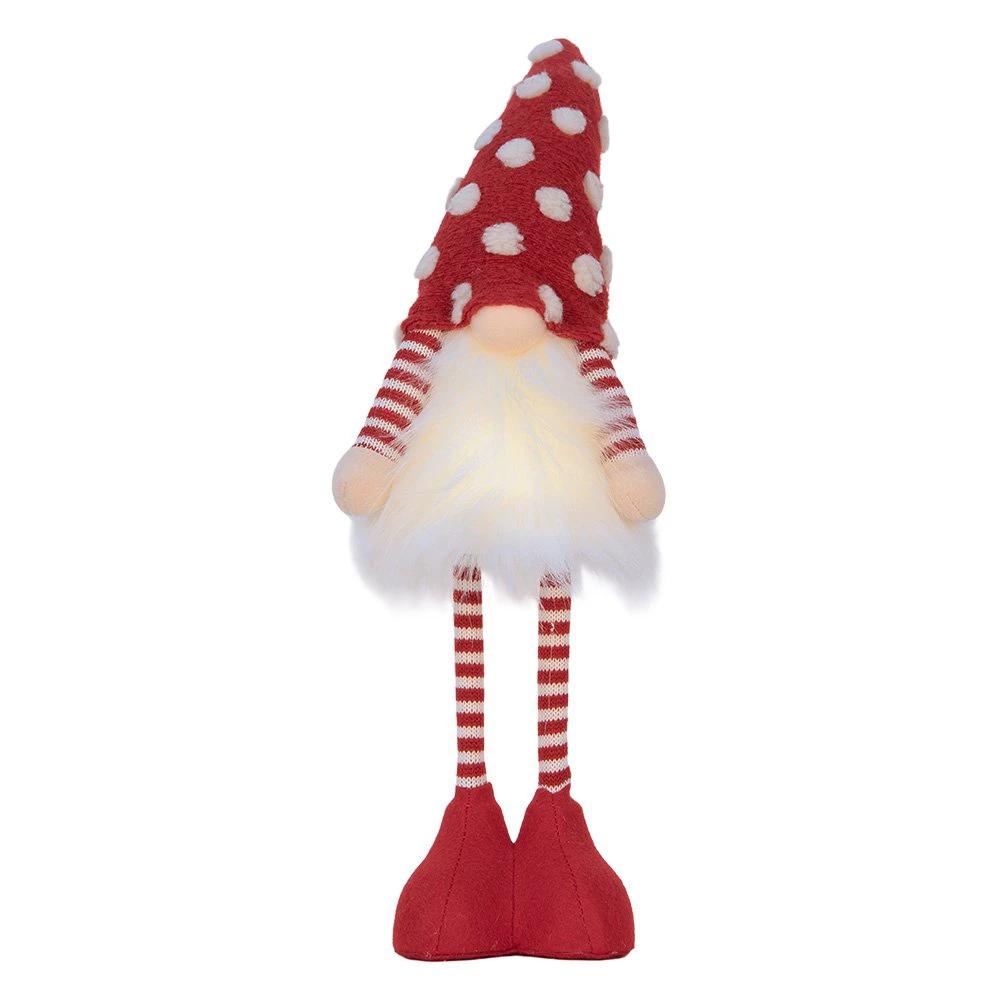 Christmas decoration with LED lighting Kabouter 8x12x56 cm red synthetic by Clayre & Eef.