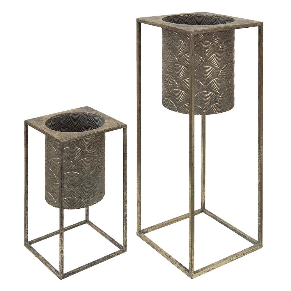 Decoration plant holder (2) 25x25x62 cm / 20x20x34 cm by Clayre & Eef.