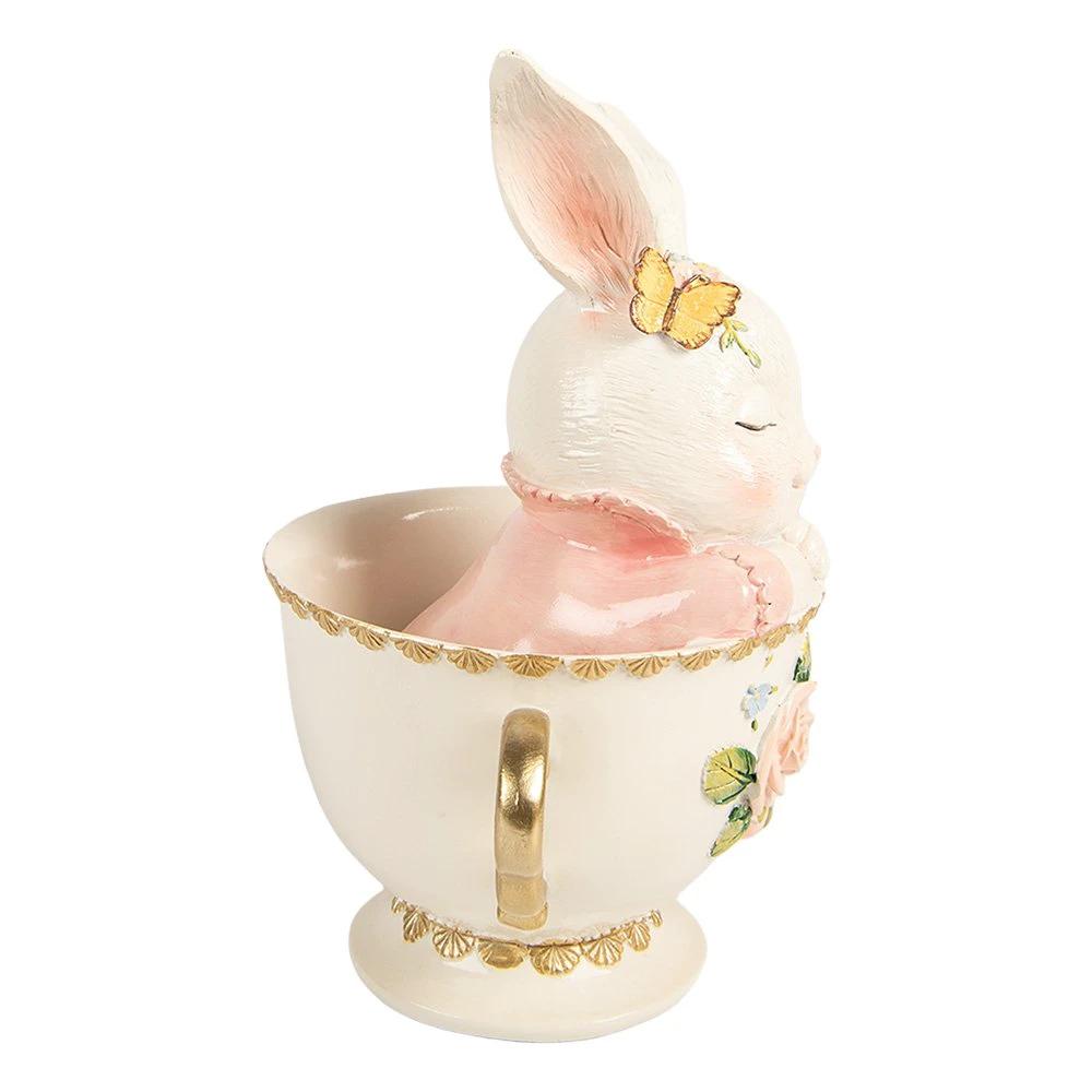 Decoration Statue Rabbit 16x13x22 cm White Plastic by Clayre & Eef.