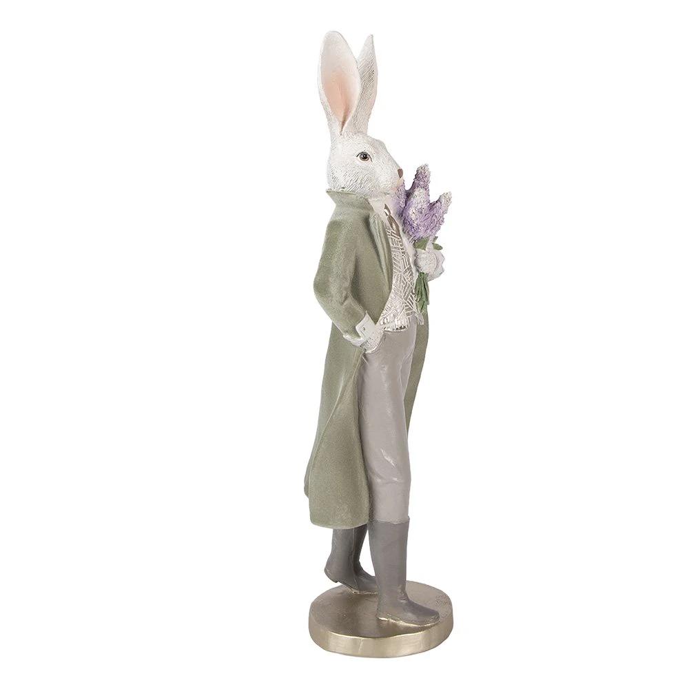 Decoration Statue Rabbit 17x15x53 cm White Plastic by Clayre & Eef.