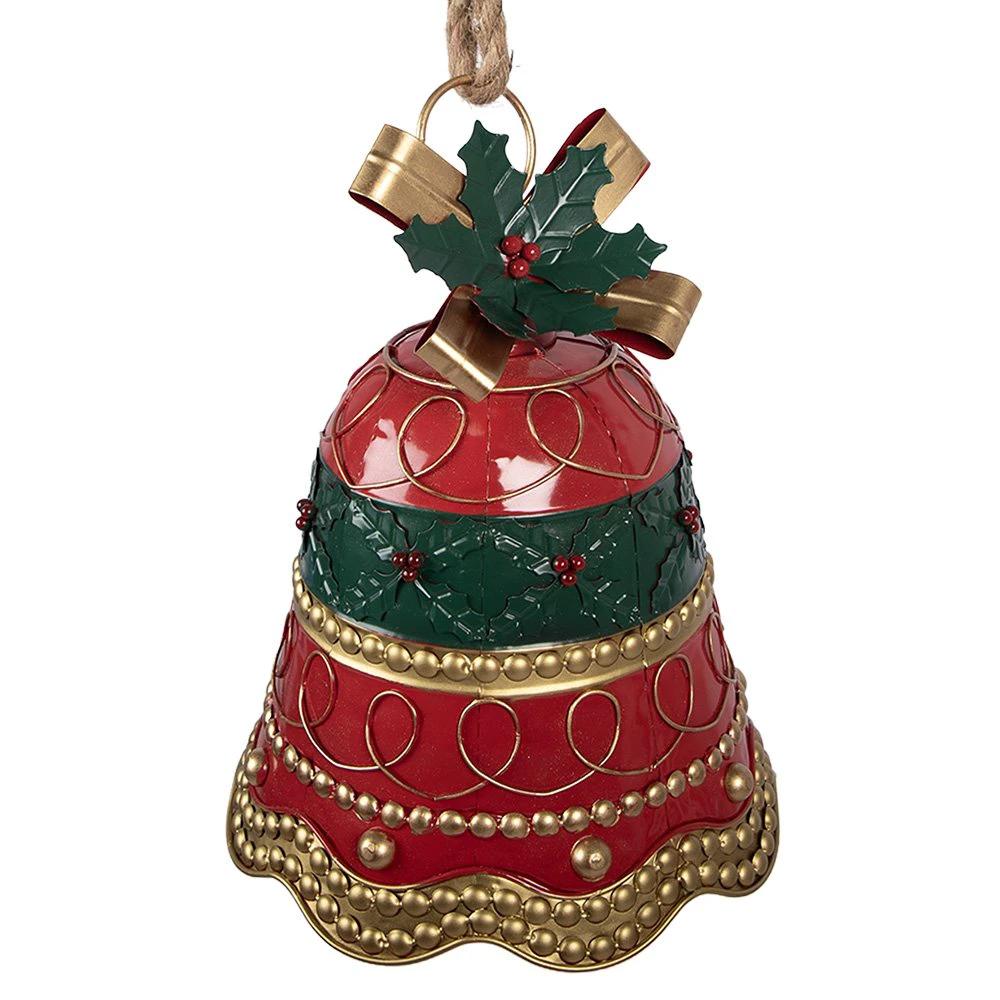 Weihnachtsdekoration Bild Glocke Ø 24x31 cm rotes Metall von Clayre & Eef.
