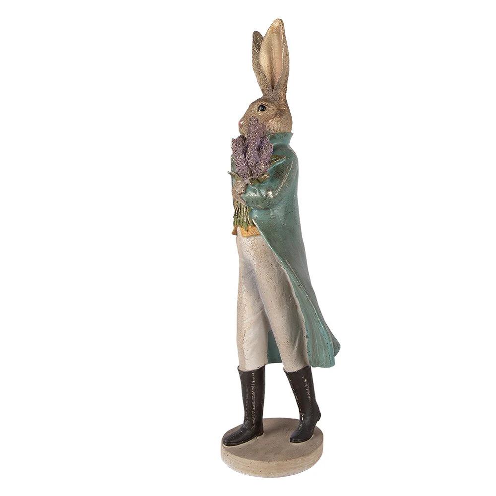 Decoration Statue Rabbit 17x15x53 cm Gold-colored Plastic by Clayre & Eef.