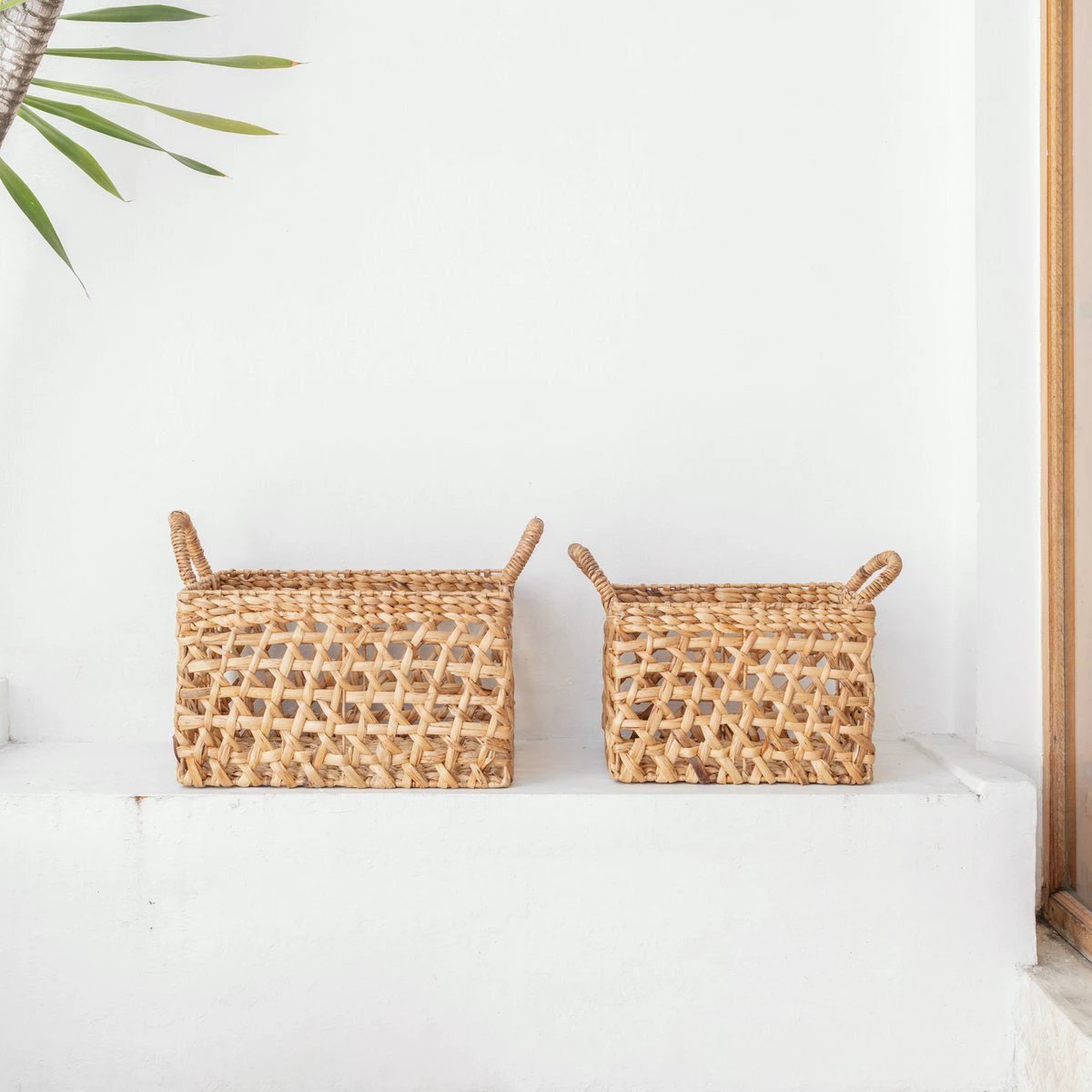 Storage Basket Rectangular Shelf Basket TANGAN Woven by Hand from Water Hyacinth (2 sizes) by Soeji
