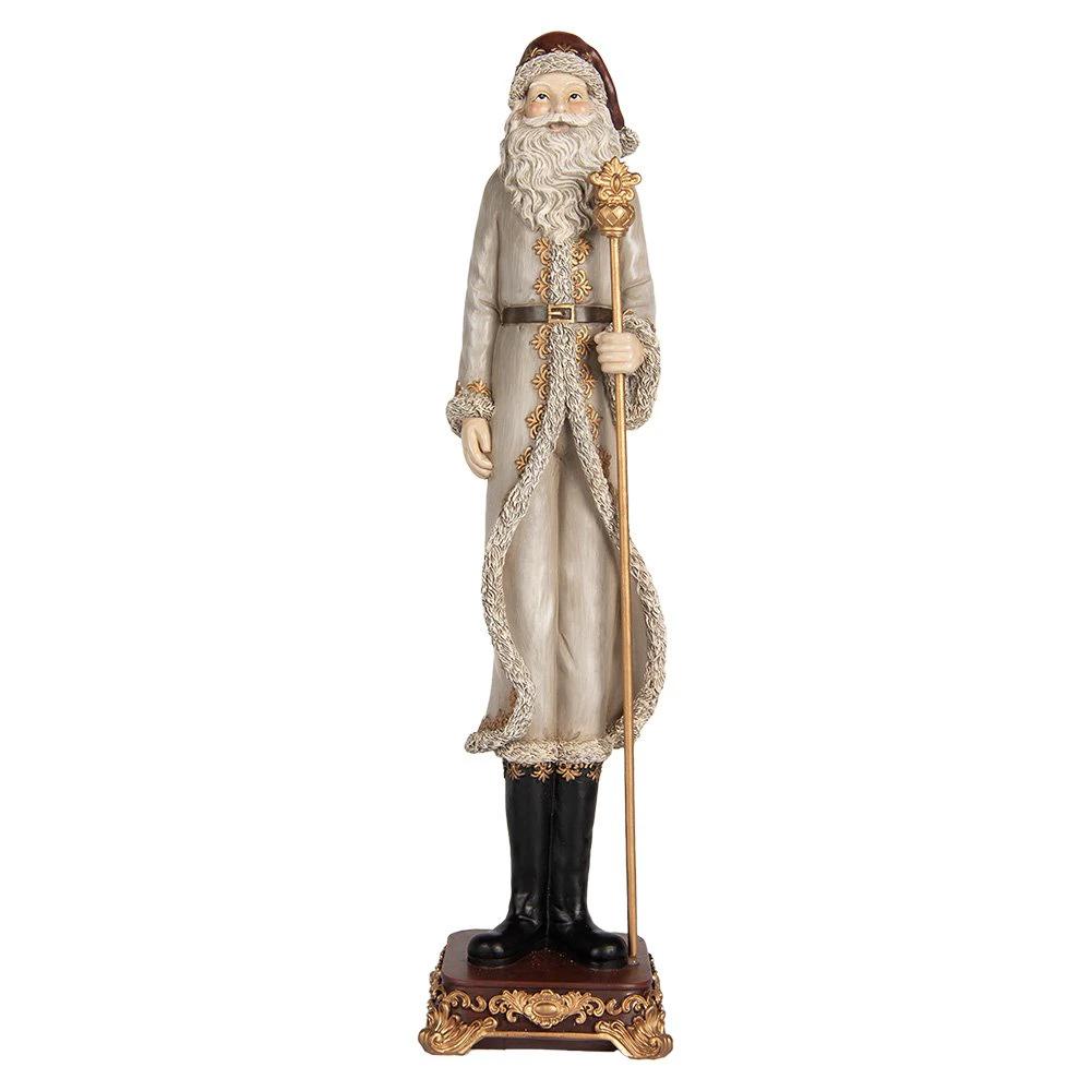 Christmas decoration image Santa 10x10x42 cm Gray plastic by Clayre & Eef.