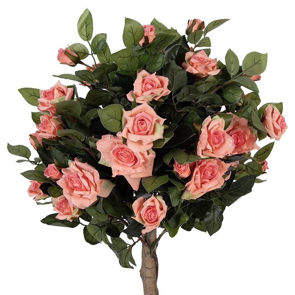 Künstliche Pflanze Rose 120 cm Rosa Kunststoff von Clayre & Eef.