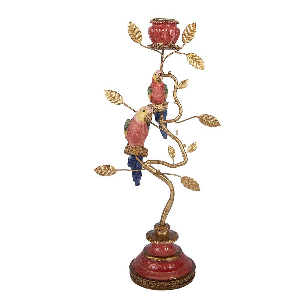 Candlestick 16x9x33 cm Gold-colored plastic by Clayre & Eef.