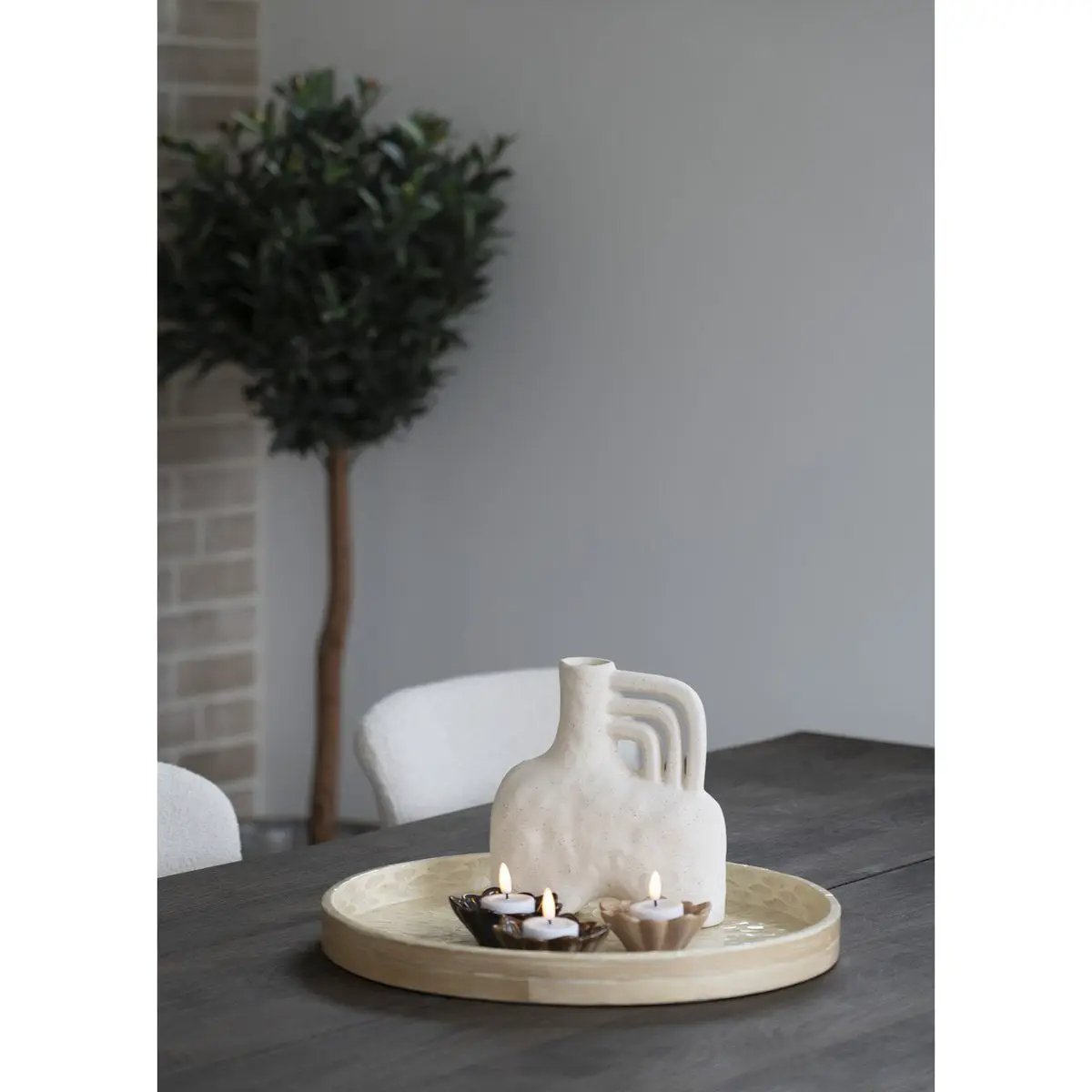 Vase - Vase, ceramic, beige, 18,5x8x19,5 cm by EMIRELLE