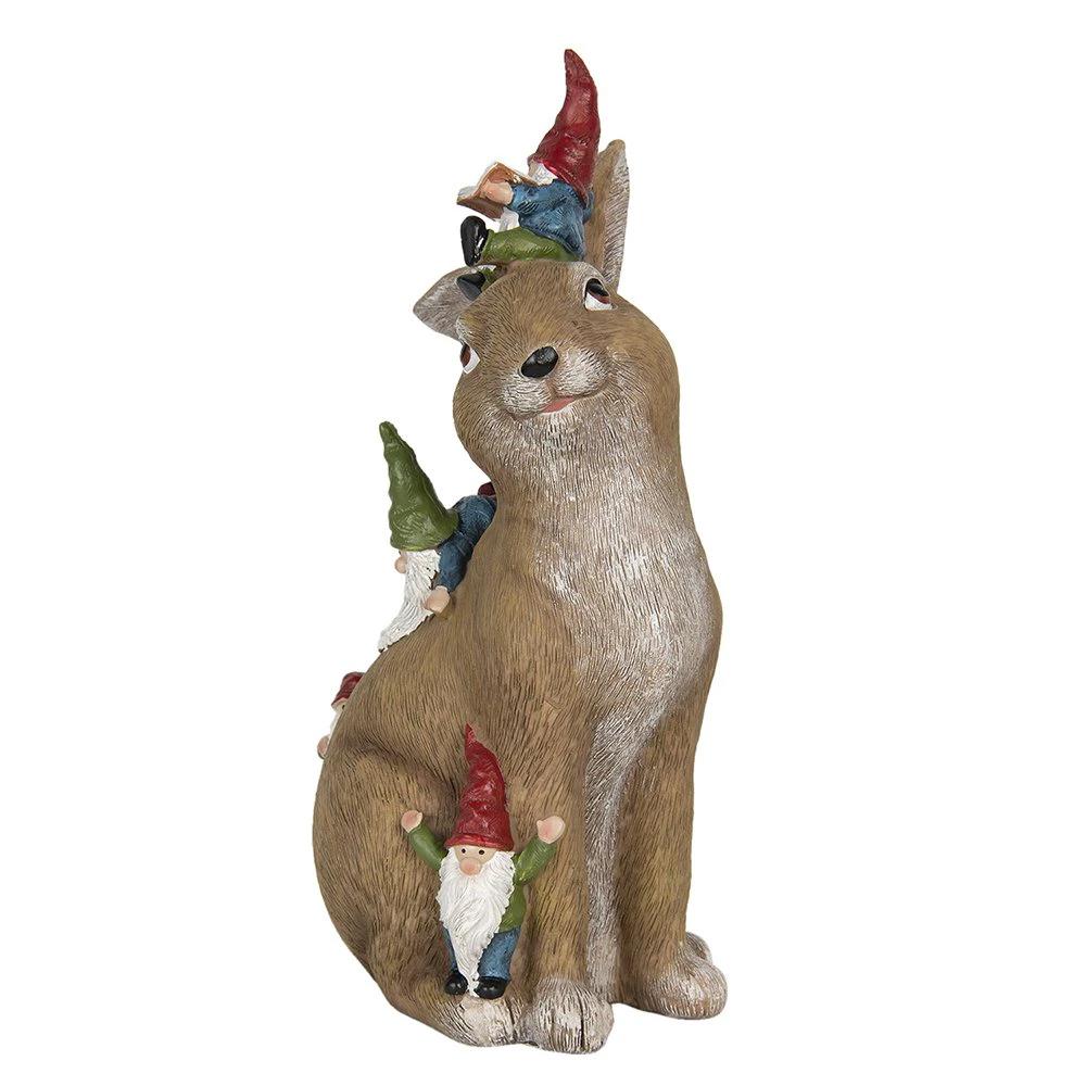 Decoration rabbit with gnomes 18x11x30 cm by Clayre & Eef.