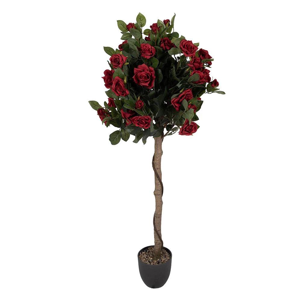 Kunstpflanze Rose 120 cm rot, Kunststoff, von Clayre & Eef.