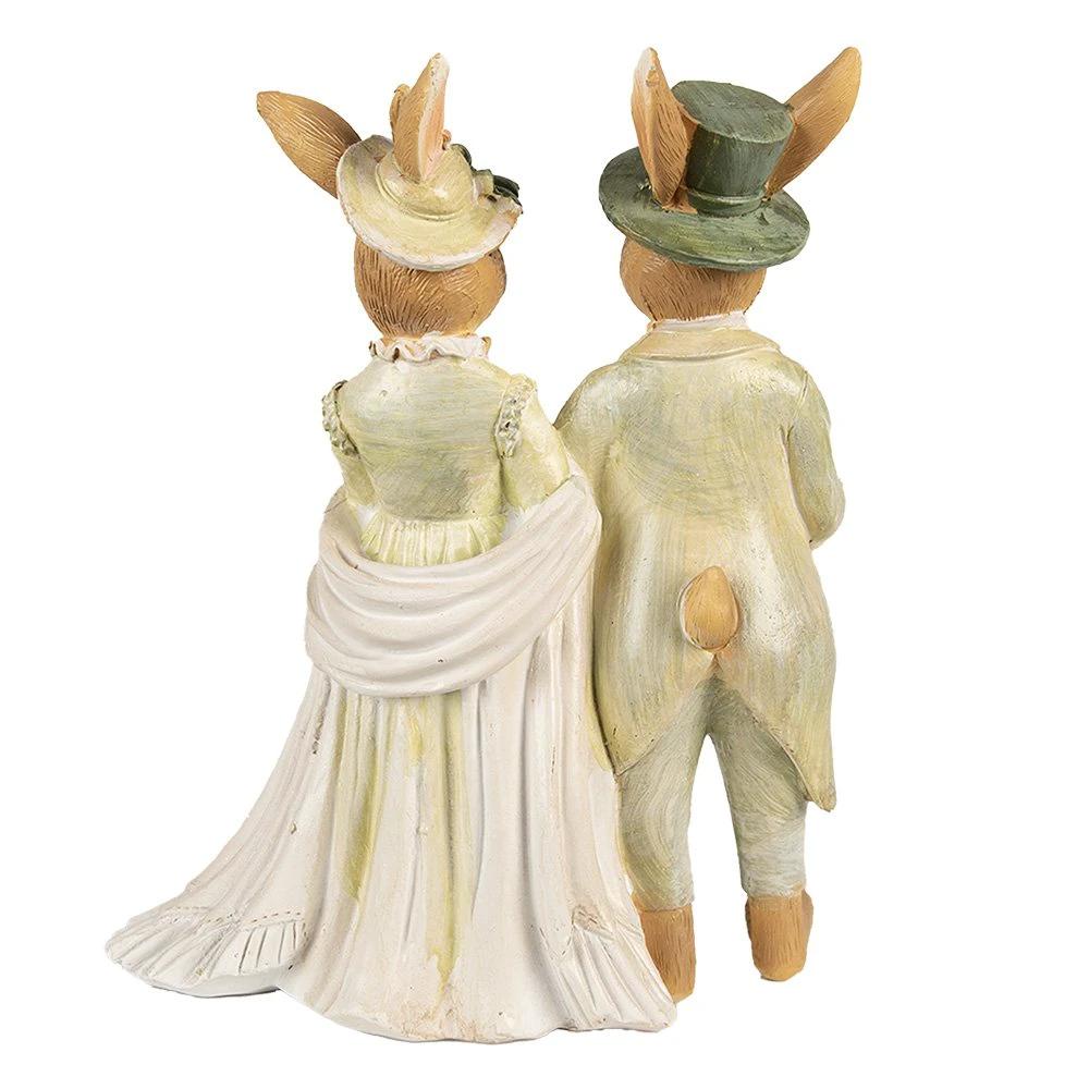 Beeld Konijn 21 cm Bruin Groen Polyester by Clayre & Eef.