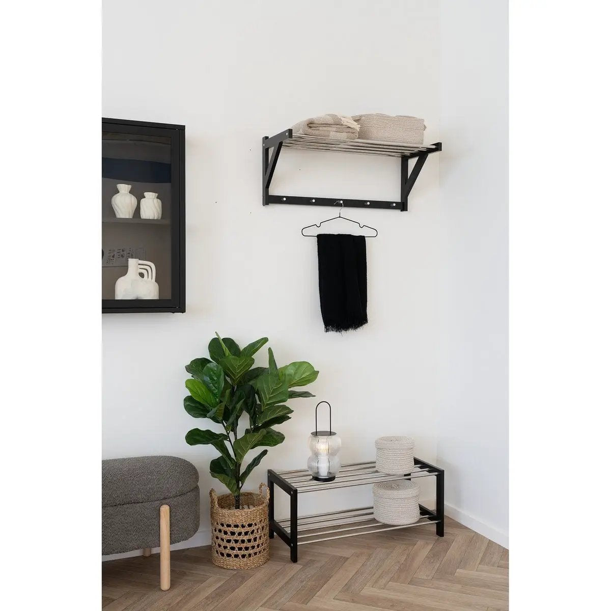 Lucena Lantern - Black, Metal/Glass, 16x16x36 cm by EMIRELLE