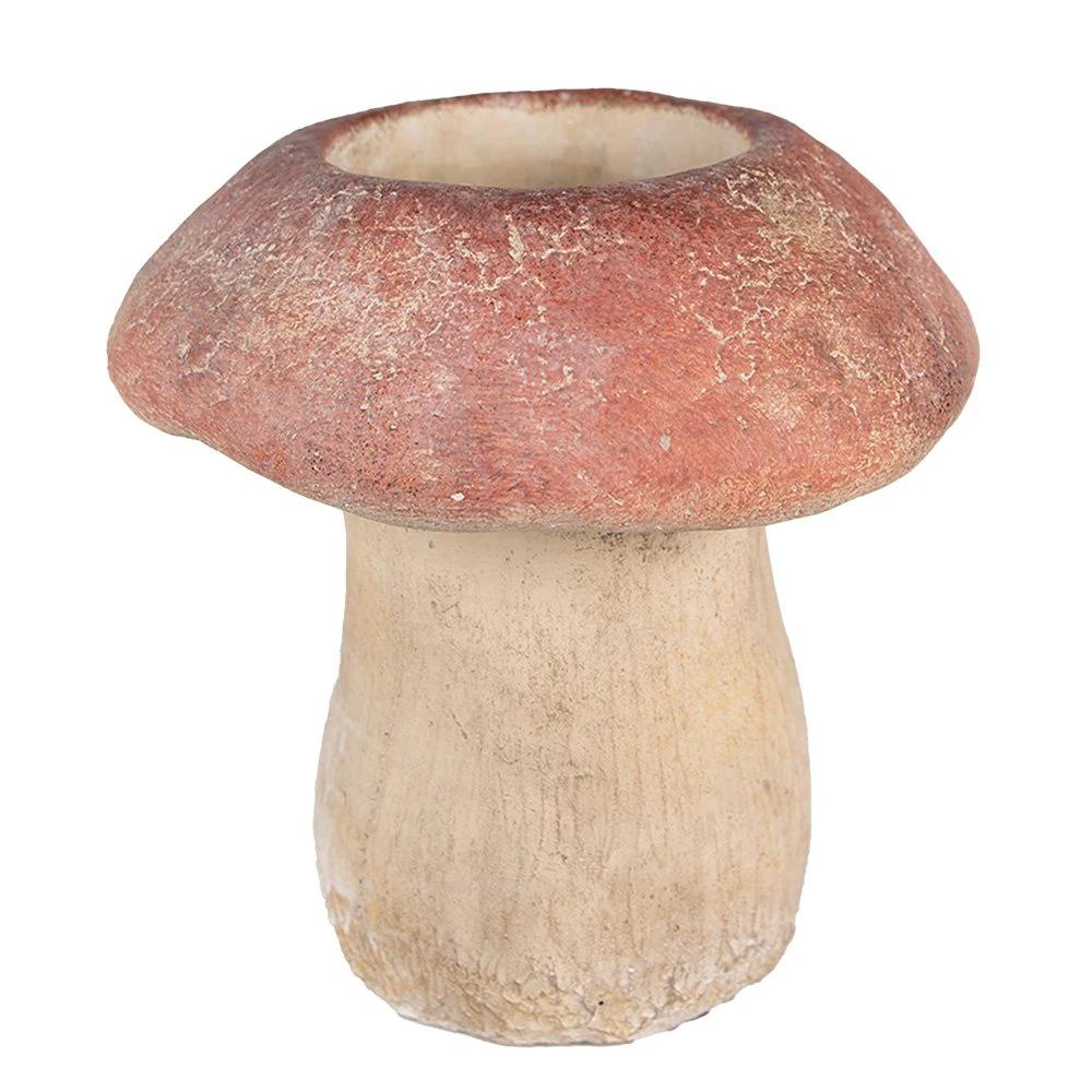 Flowerpot Mushroom Ø 21x23 cm Brown Red Stone Flowerpot Indoor by Clayre & Eef.