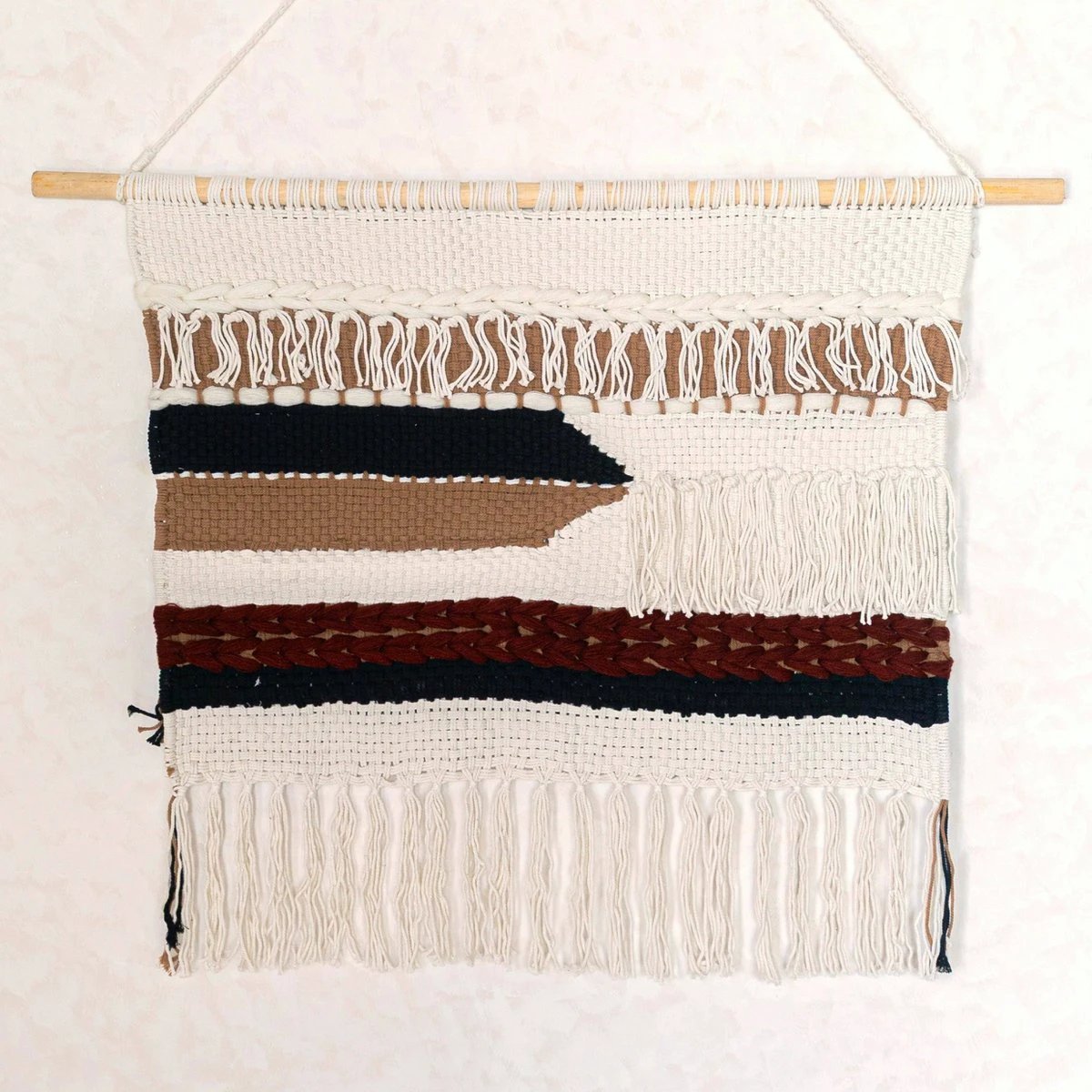 Large Macrame Wall Hanging – Woven Boho Wall Decor – Modern Cotton Wall Hanging Natural Material – Handwoven Wall Decor 120x95 cm UDARA by Soeji