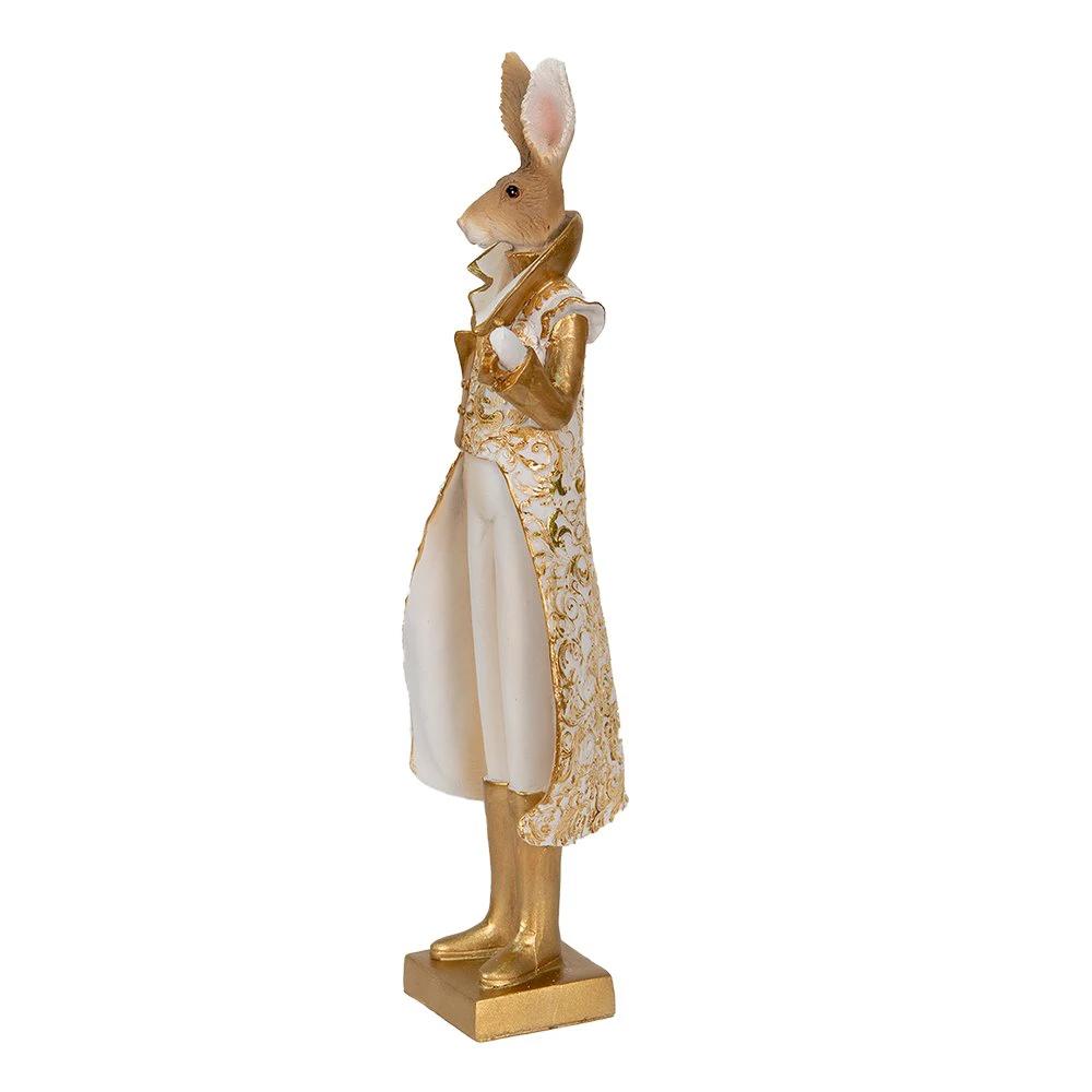 Image rabbit 11x8x33 cm gold -colored white polyresin home accessories by Clayre & Eef.