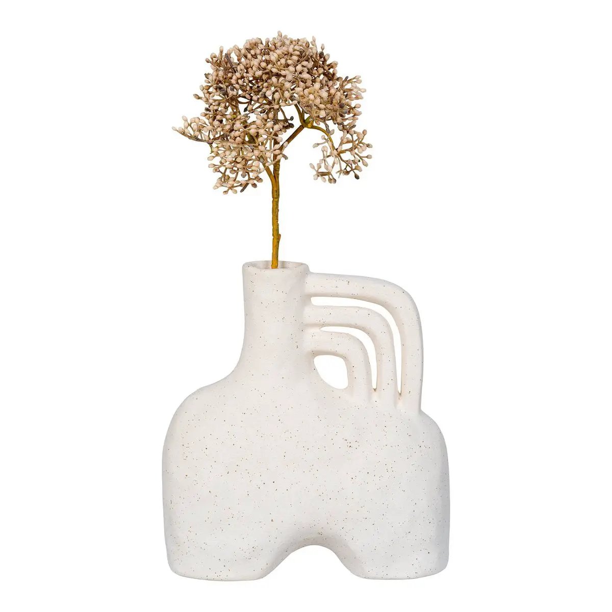 Vase - Vase, ceramic, beige, 18,5x8x19,5 cm by EMIRELLE