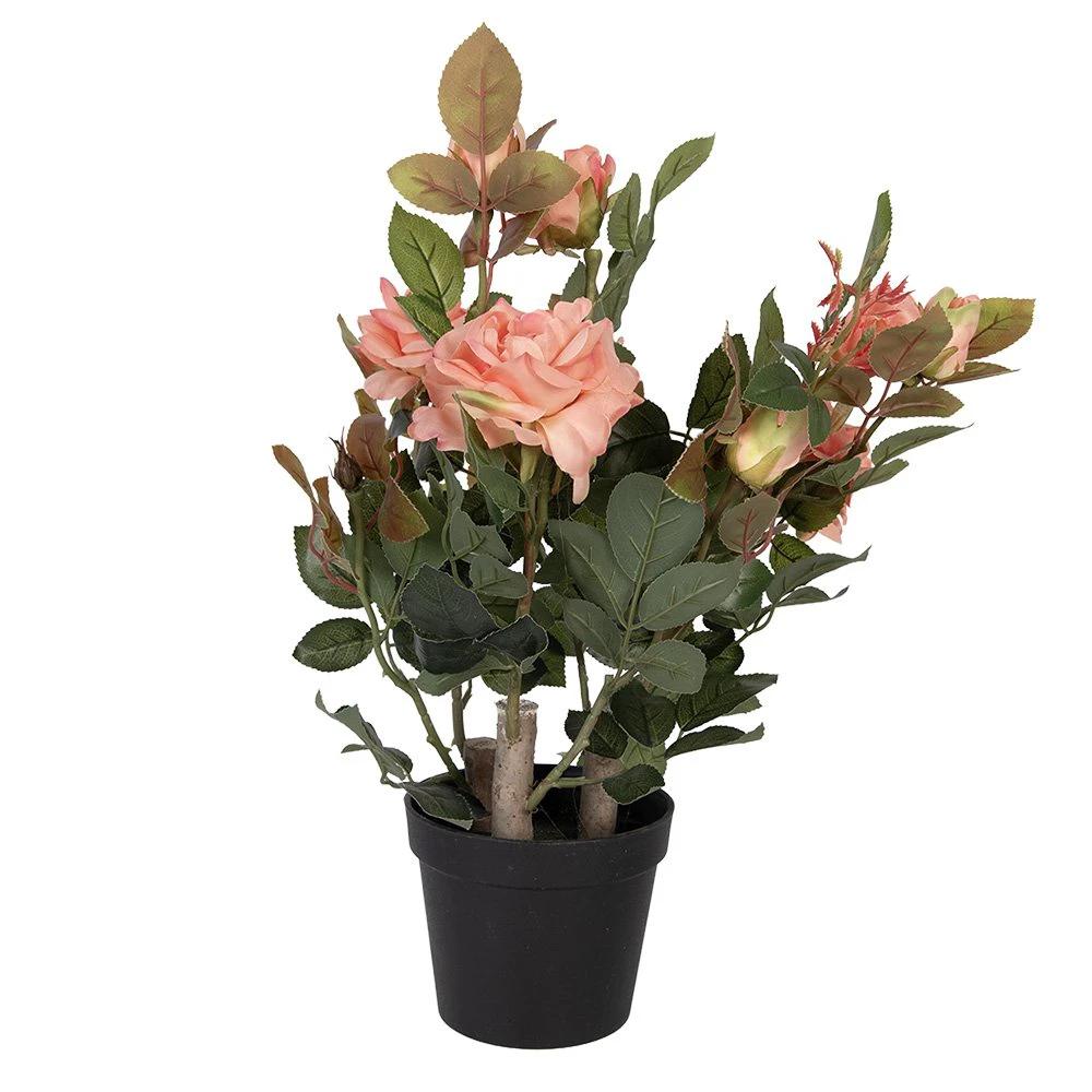 Künstliche Pflanze Rose 20x20x55 cm rosa Kunststoff von Clayre & Eef.