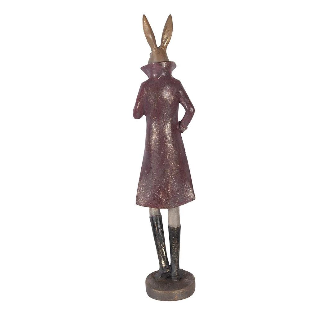 Decoration Statue Rabbit 16x14x75 cm Gold-colored Plastic by Clayre & Eef.