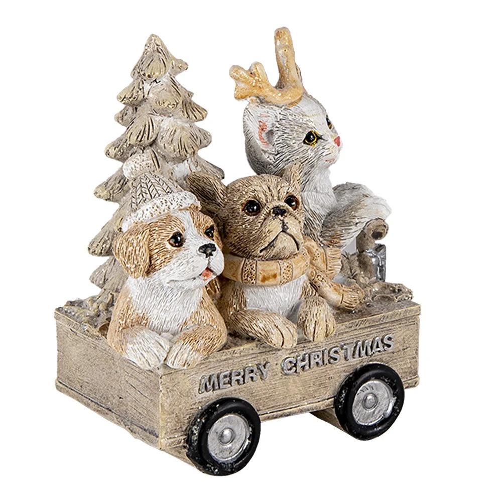 Decoration animals in cart 9x7x11 cm by Clayre & Eef.