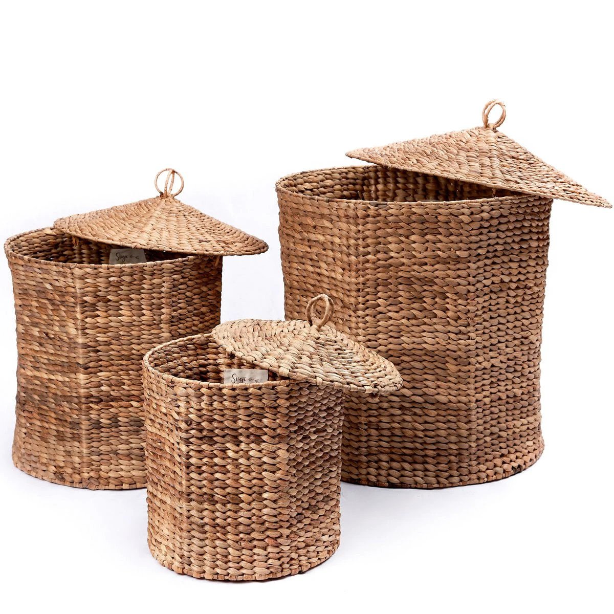 Laundry Basket with Lid GARUT made from Water Hyacinth (3 sizes) by Soeji