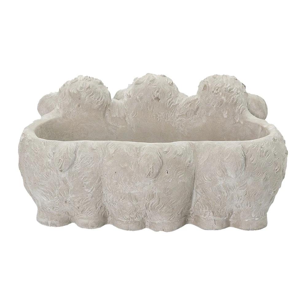 Flower pot sheep 26x20x12 cm gray stone flowerpot inside by Clayre & Eef.