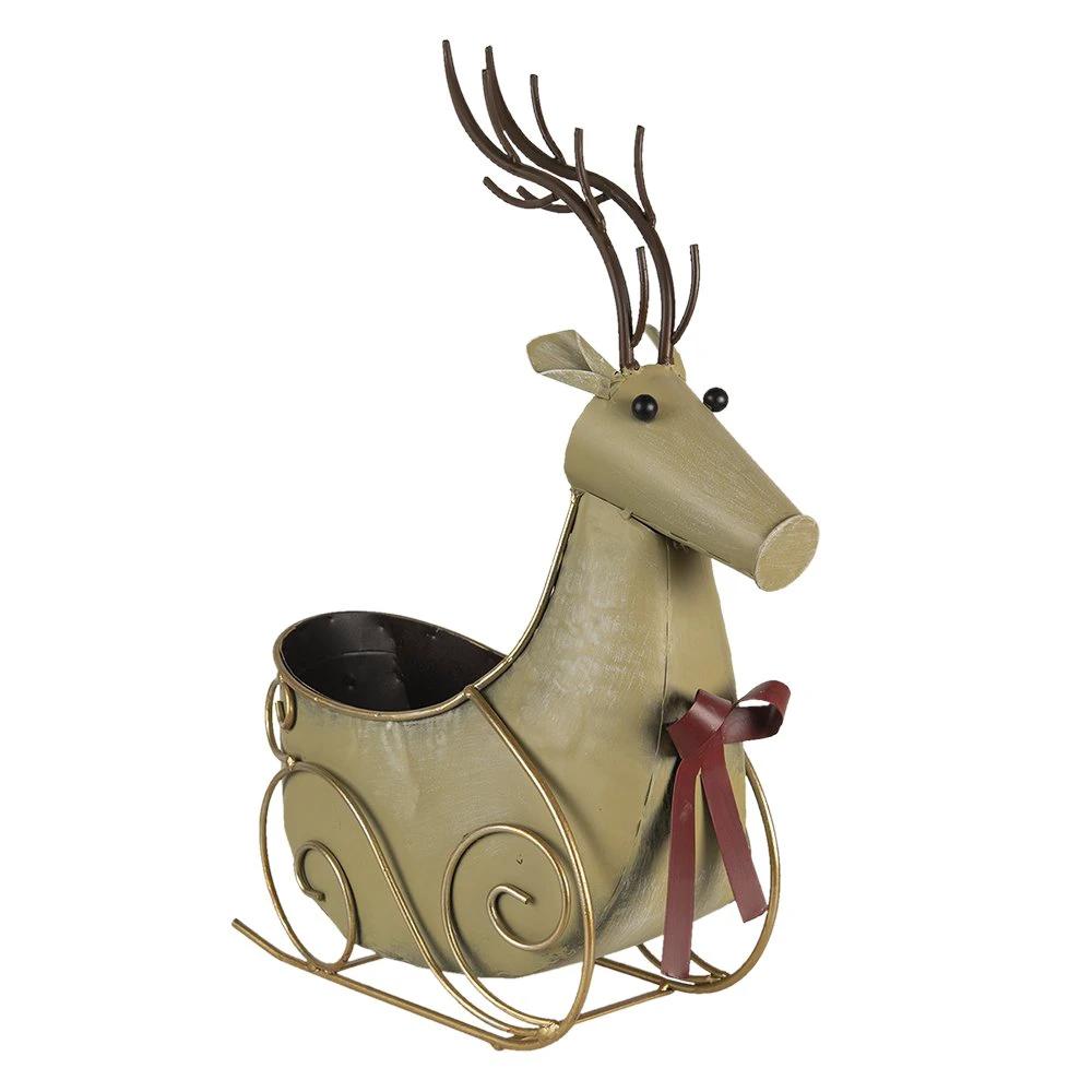 Plant holder sleigh with reindeer 33x17x44 cm by Clayre & Eef.