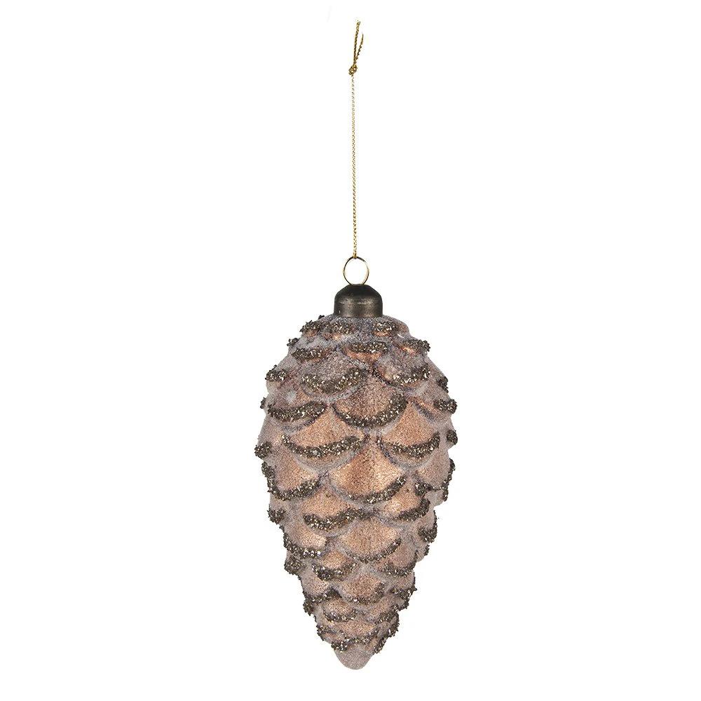 Weihnachtskugel-Set aus 2 Tannenzapfen Ø 9 / Ø 7 cm Braun Glas Weihnachtsdekoration von Clayre & Eef.