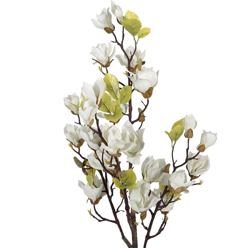 Artificial plant Magnolia 20x15x120 cm White Plastic by Clayre & Eef.