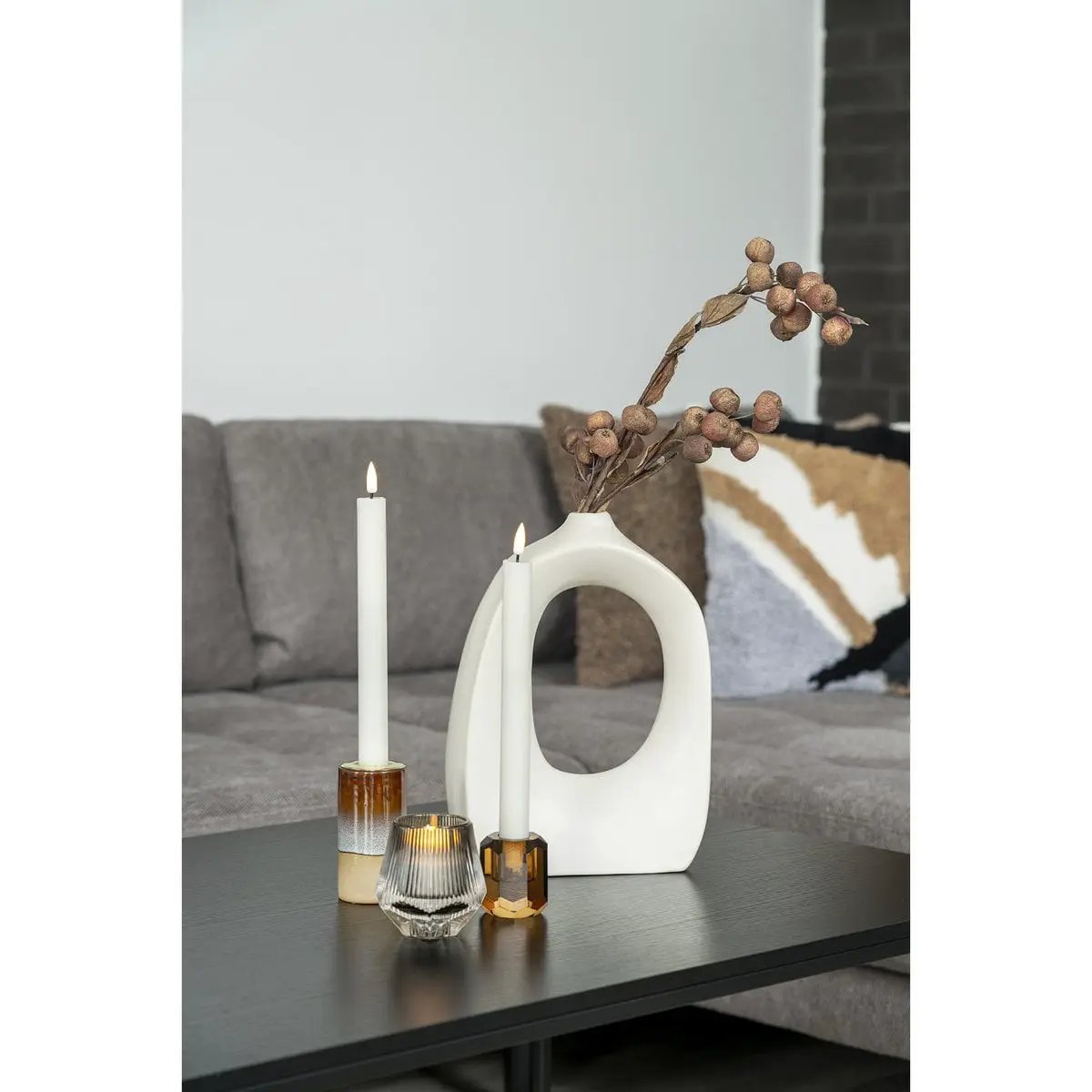 Vase - White, Stoneware, 19x9x28.5 cm by EMIRELLE