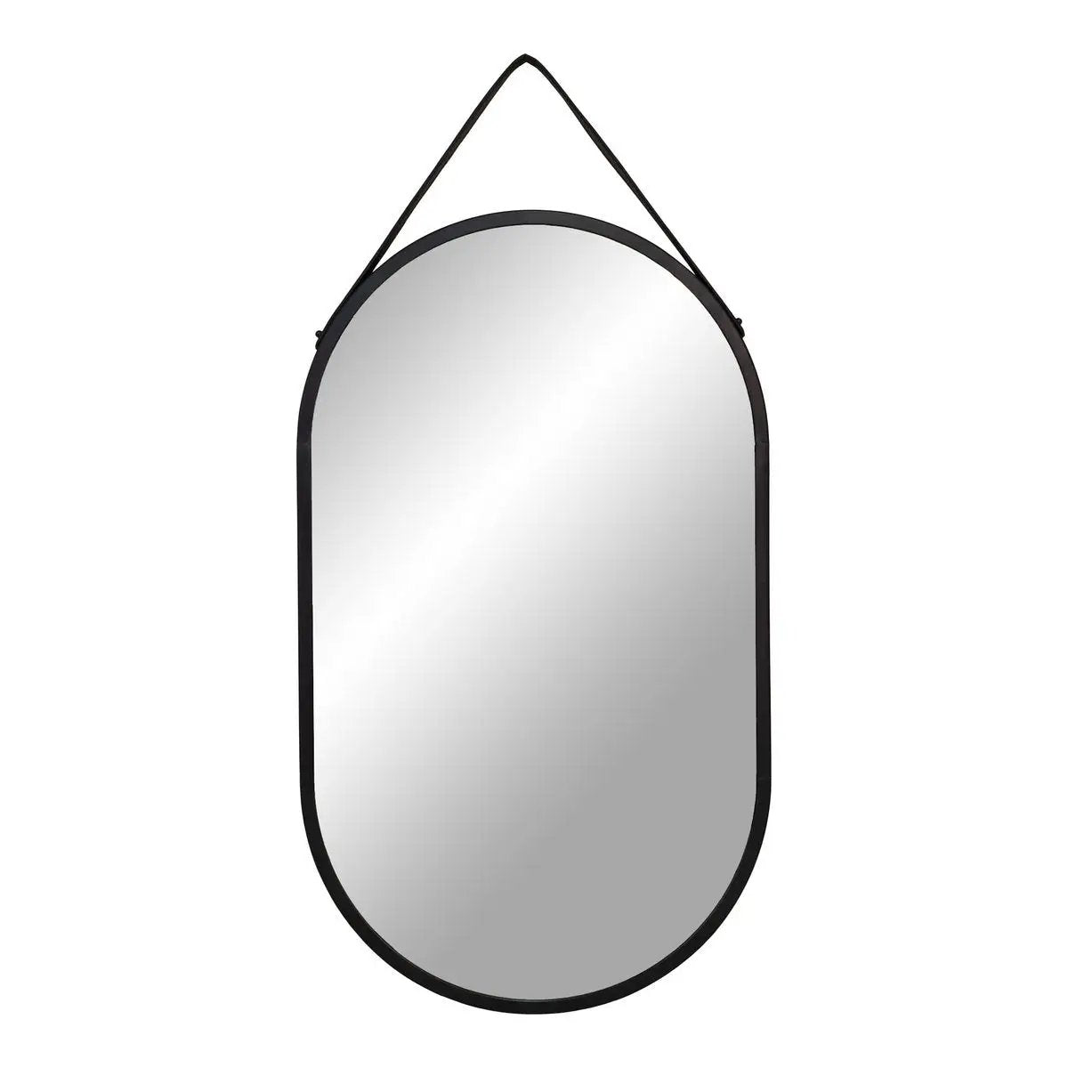 Trapani Mirror - Black, Steel/Artificial Leather, 35x60 cm by EMIRELLE
