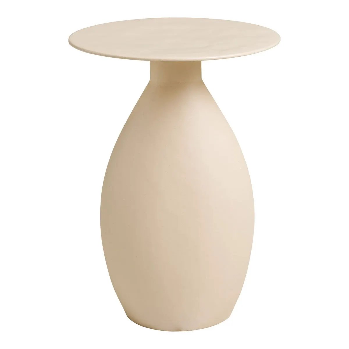 Calais Side table, metal/enamel, off-white, ø36x50 cm by EMIRELLE