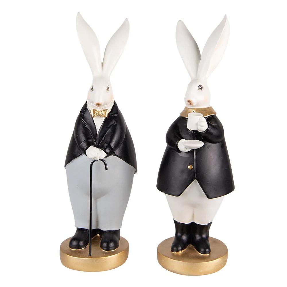 Decoration rabbits (set of 2) 13x11x34 / 13x11x34 cm by Clayre & Eef.
