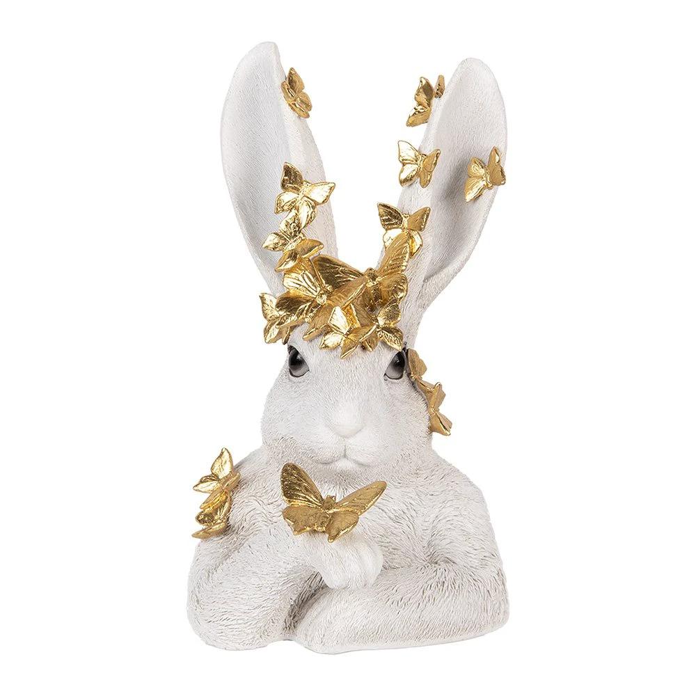 Decoration image rabbit 21x20x34 cm white plastic by Clayre & Eef.