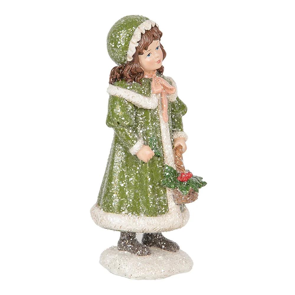 Decoration Statue Girl 8x9x19 cm Green Plastic by Clayre & Eef.
