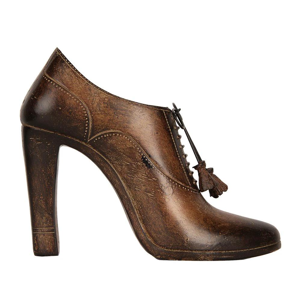 Decoration image shoe 21x7x17 cm brown plastic by Clayre & Eef.