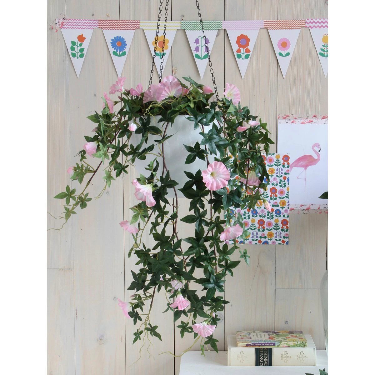 Artificial hanging plant Pink by Mica Decorations