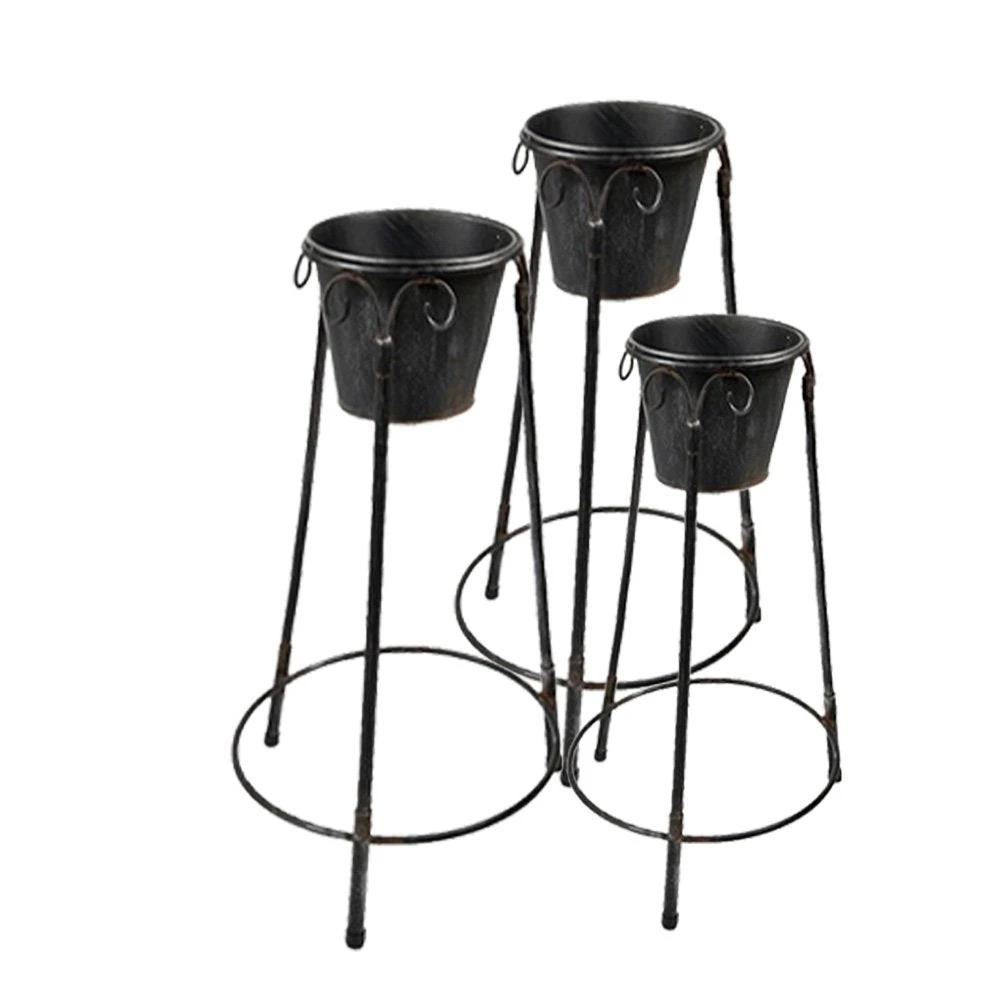 Stehender Pflanzenhalter (Set aus 3) 38x38x79/36x34x61/28x27x49 cm von Clayre & Eef.