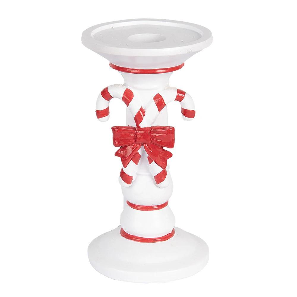 Candlestick Ø 9x18 cm white plastic by Clayre & Eef.