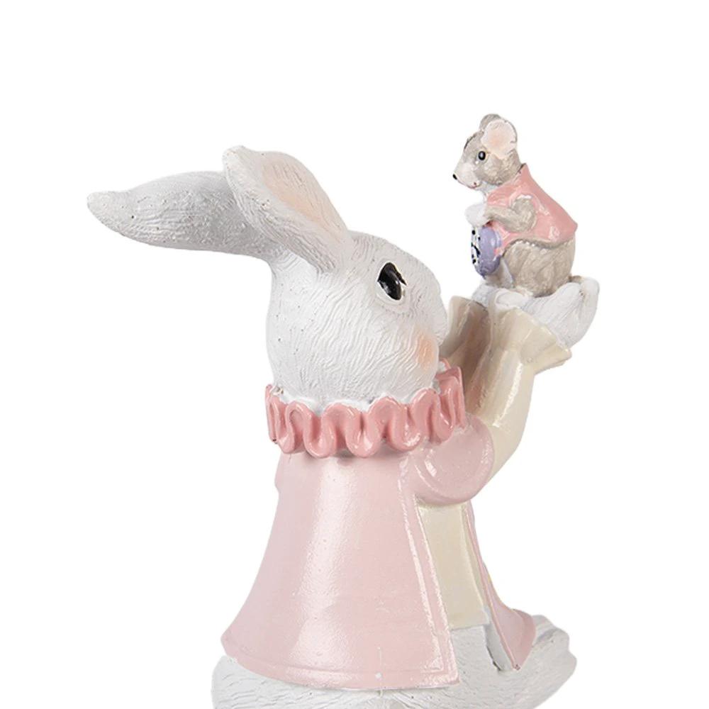 Decoration Statue Rabbit 9x9x14 cm White Plastic by Clayre & Eef.