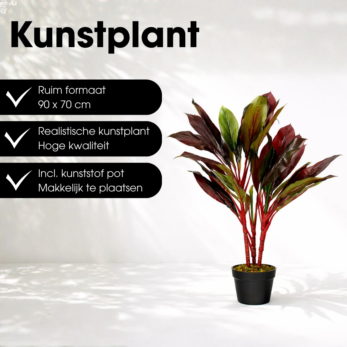 Artificial plant Cordyline Red by Mica Decorations